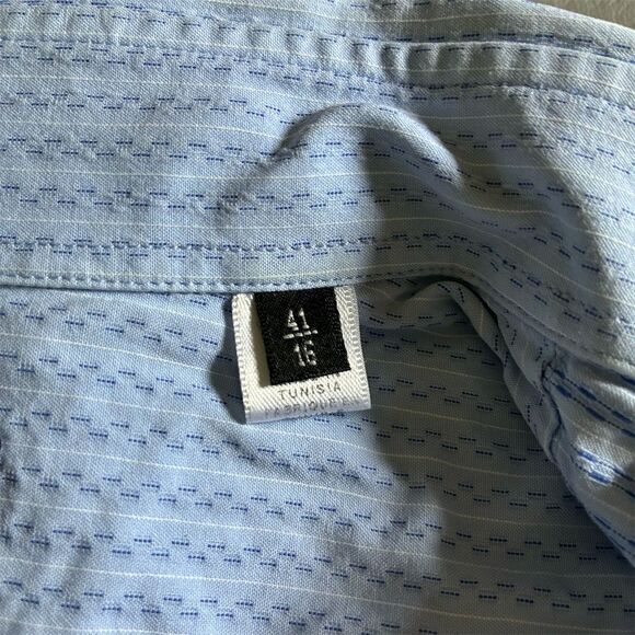 Emporio Armani Men's Blue Striped Long Sleeve‎ Button-Up Shirt M - Picture 12 of 16